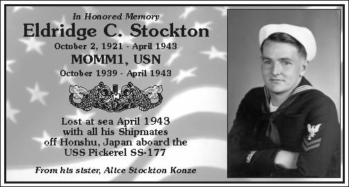 Previously located on Panel 12, Eldridge C. Stockton MOM1, USN 