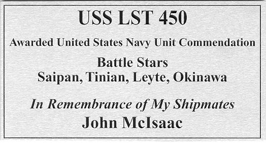 Previously located on Panel 35 USS LST-450 